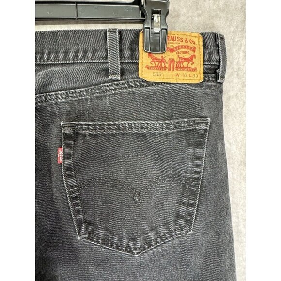 Levis 505 Jeans Mens 40x30 Fits 40x27.5 Black Denim Classic Straight Leg Cotton - Picture 5 of 11